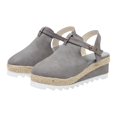 thumbnail image 4 of Black and Friday Womens Clothing Clearance under $5 asdoklhq Wedges for Women Women Sandals Vintage Wedge Buckle Strap Straw Thick Bottom Flats Female Shoes Gray 40, 4 of 9