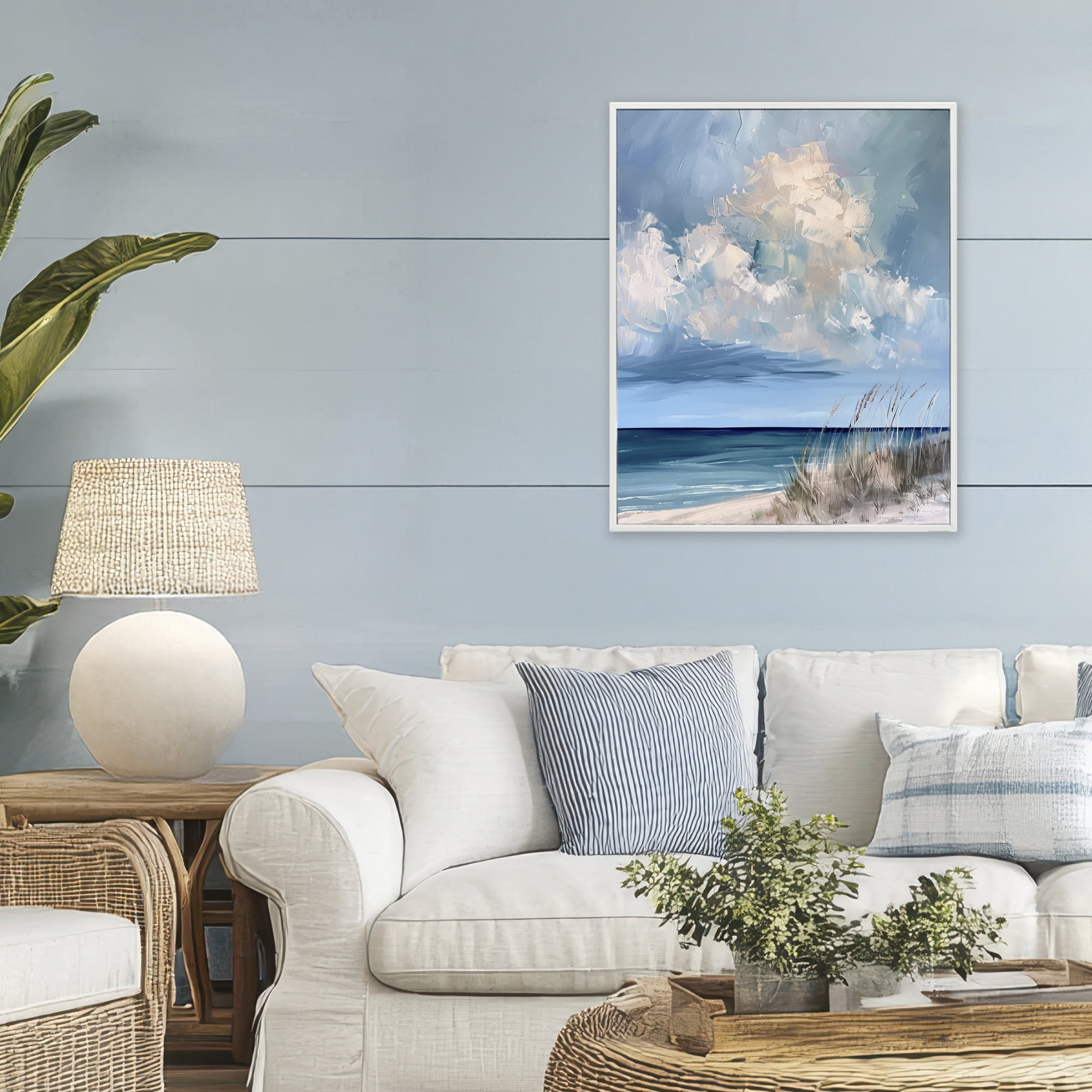 Stupell Industries A Storm Is Coming on Beach White Framed Giclee Art, design by Petal Prints Design