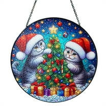 AUDeals Personalized Christmas Ornament Custom Photo and Name 2D Acrylic Tree Decor Flat Hanging Ornament for Family Couple Home and Wall Christmas Decoration Gift