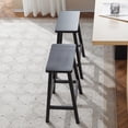 thumbnail image 4 of Hassch Saddle-Seat Kitchen Counter Barstools Set of 2, 24.2-Inch Height, Solid Wood Backless Pub Stools, Easy to Assemble, Black, 4 of 10