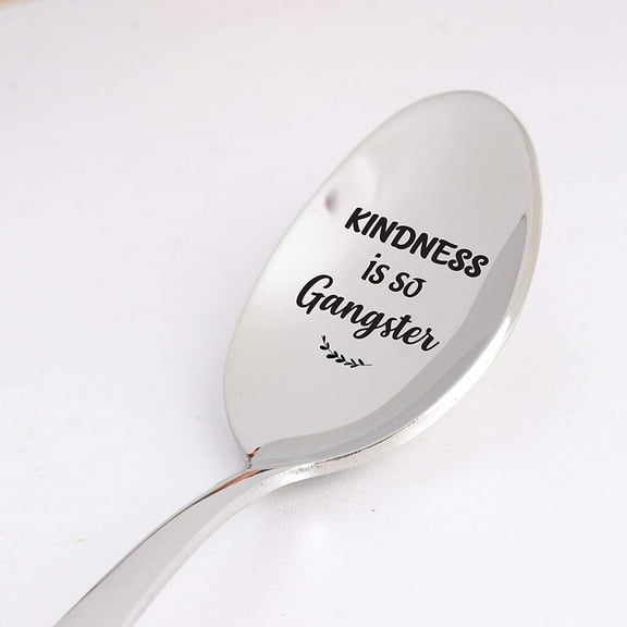 Girlfriend Gift - Kindness is So Gangster Engraved Spoon Gift for Men Women | Christmas Birthday Gift for Friends BFF | Funny Inspirational Gift for Mom Dad