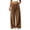 Brown 12, variant on Karymi Shorts for Women Solid Plush Fuzzy Wide Leg Pants, Elastic Waist Decorative Button Front Warm Fluffy Long Trousers