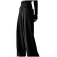 thumbnail image 3 of HVOBTTY Women's Wide Leg Pants, Fall Pants for Women, Women's Casual Solid Color Vintage High Waisted Draped Belted Straight Wide Leg Pants Black, S, 3 of 5