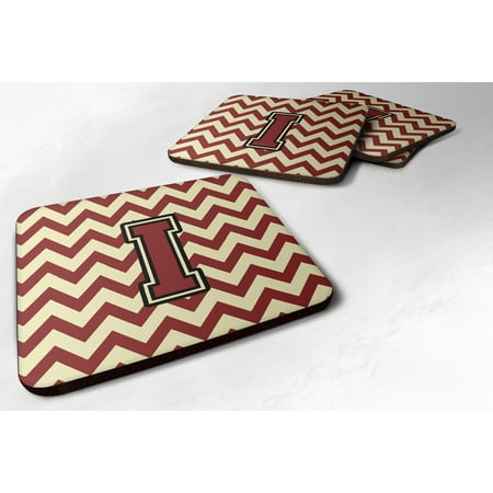 

Carolines Treasures CJ1061-IFC Letter I Chevron Maroon and Gold Foam Coaster Set of 4 3 1/2 x 3 1/2 multicolor
