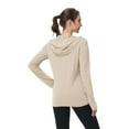 thumbnail image 5 of Fonma Hooded Women's Athletic Full Zip Lightweight Workout Jacket with Pockets Beige L, 5 of 9