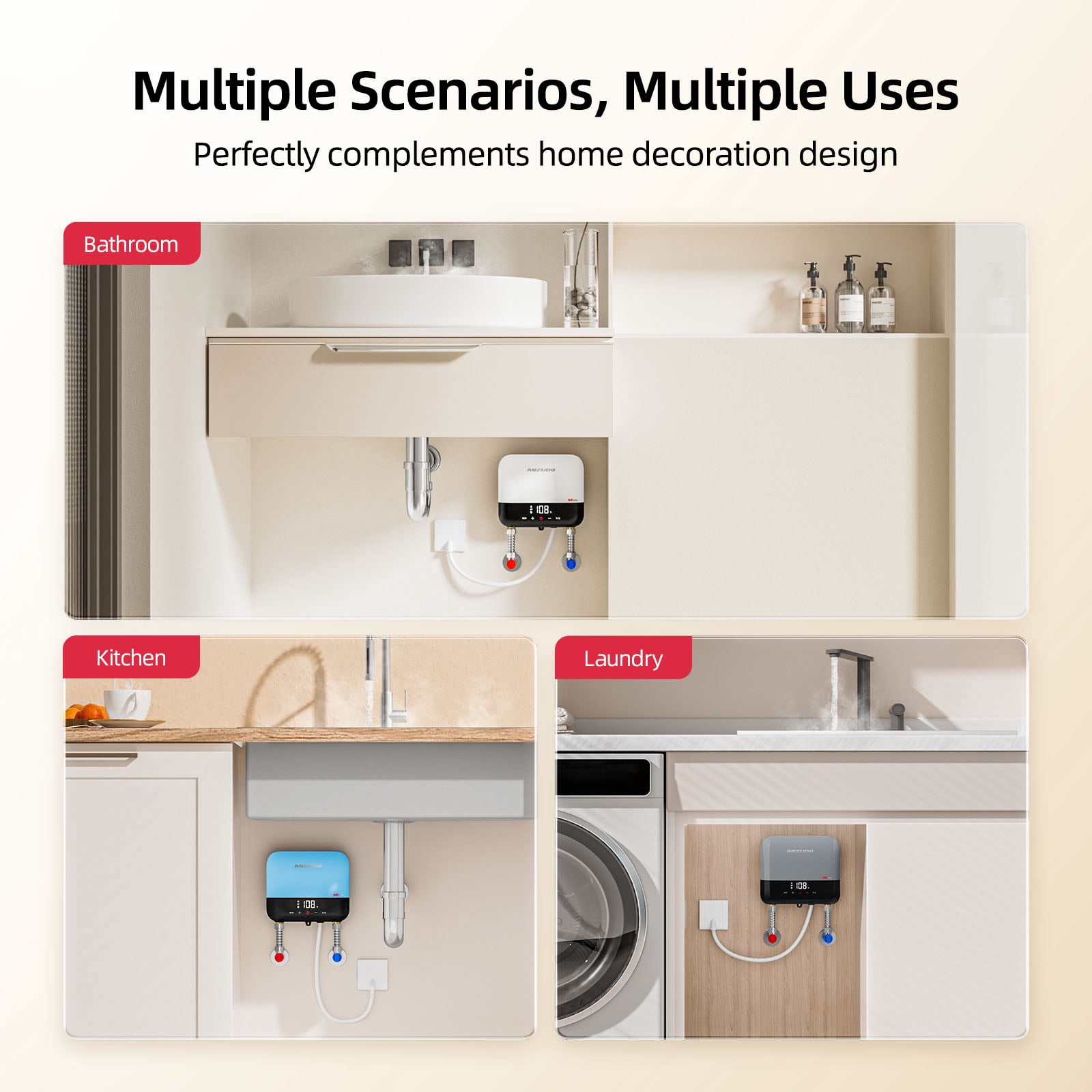 Mizudo Elite 3.5 kW 0.68 GPM 120-Volt Point of Use Tankless Electric Instant Hot Water Heater, Gray