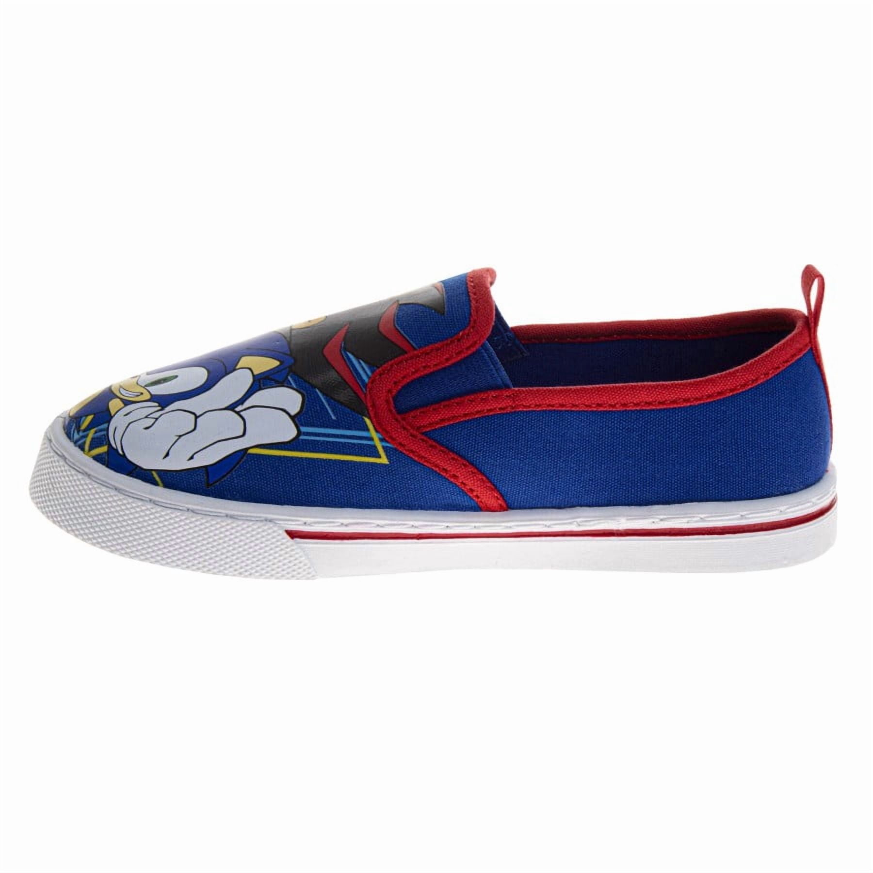 Sonic the Hedgehog Boys Slip-On Canvas Sneakers Featuring Sonic and Friends (Big Kid), Blue, Size: 1