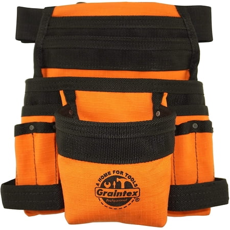 UPC: 0819972024354 | GRAINTEX CS2435 10-Pockets Finisher Tool Pouch Orange Color Rip-stop Canvas with 2? Webbing Belt for Constructors  Electricians  Plumbers  Handymen