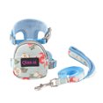 thumbnail image 1 of Floral Pattern Harness Leash Set Double Strong Buckle, Fully Wrap - Strong Bearing Medium Large Dog Lead - Walking Running Chest Strap for Outdoor, 1 of 8