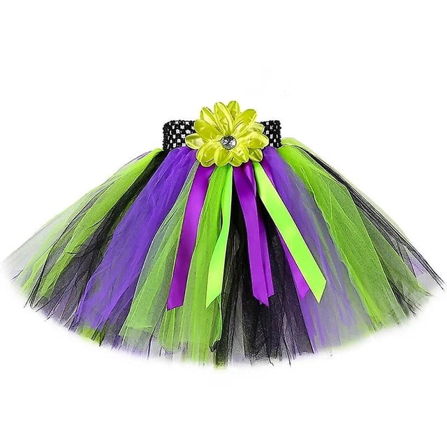 Conjunto de falda tutú de bruja para niñas, disfraz de fiesta de Carnaval de Halloween, tutú para bebés, faldas de tul para niños con sombrero, escoba 1-14
