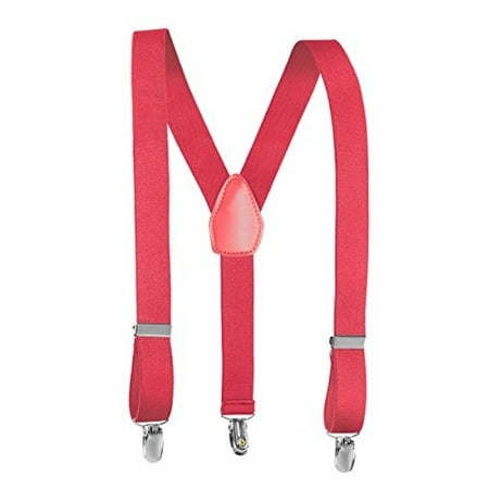 Floral Leather Suspenders - Rob Riverdale Suspenders for Kids Boys and Baby Elastic Fully Adjustable, Extra Sturdy Polished Silver Metal Clips, Genuine Leather Crosspatch Premium 1 Inch Suspender (26 Inch (3yrs. - 9yrs.), Fuchs