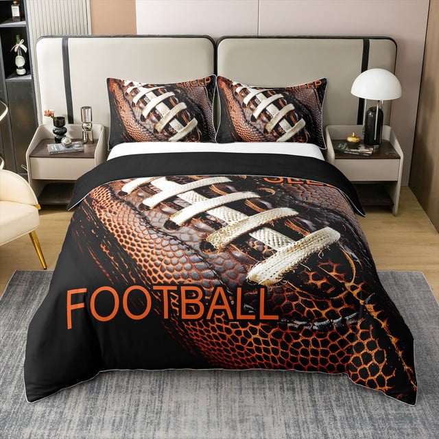 Erosebridal Housse de Couette en Coton 100 % Soccer Américain Taille Complète, Housse de Couette Rétro Soccer 100 % Coton Taille Complète, Décoration Joueur de Rugby, Réversible (Sans Couette)
