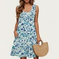 thumbnail image 5 of Roncen Women's Floral Print Casual Plus Size Dress - Sleeveless Round Neck Short Style, Comfortable and Stylish Summer Dress for Daily Beach Outings, 5 of 6