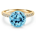 thumbnail image 3 of Gem Stone King 10K Two Tone Gold Swiss Blue Topaz and Lab Grown Diamond Engagement Ring for Women | 4.76 Cttw | Round 10MM | Gemstone November Birthstone | Size 8, 3 of 6