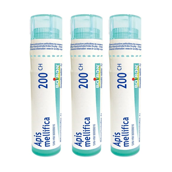 Boiron Apis Mellifica 200CH – Homeopathic Medicine, Box of 3 Tubes (4g Each, Approx. 80 Pellets per Tube)