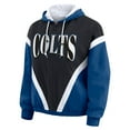 thumbnail image 2 of Women's WEAR by Erin Andrews Black/Royal Indianapolis Colts Retro Crinkle Full-Zip Hoodie Windbreaker, 2 of 5