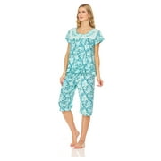 5202C Womens Capri Set Sleepwear Pajamas Woman Sleep Nightshirt Green M