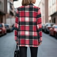 thumbnail image 5 of Otntypg Women Plaid Shacket Jacket Trendy Fall Casual Button Wool Blend Notch Collared Trench Coat Winter Clothing with Pockets Hot Pink L, 5 of 7