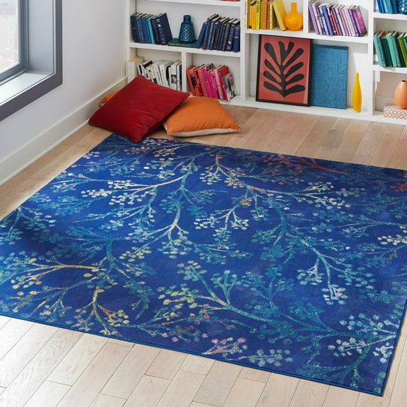 Unique Loom Blossom Collection Area Rug - Yoshino (10' Square Blue/Green)