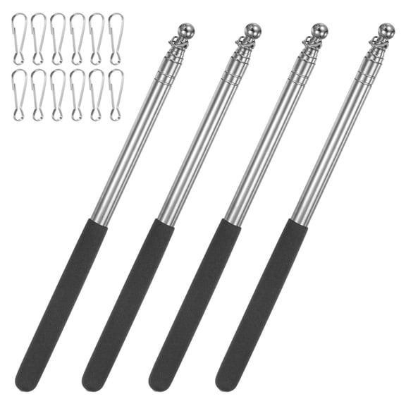 Uxcell 4-Pack 5.25Ft/1.6M Telescopic Flag Pole with Clips Black