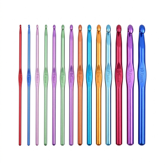 MoHern 14 Pcs Crochet Hooks Set Aluminum Knitting Needles 2.0-10.0mm Colorful for Yarn Crafts