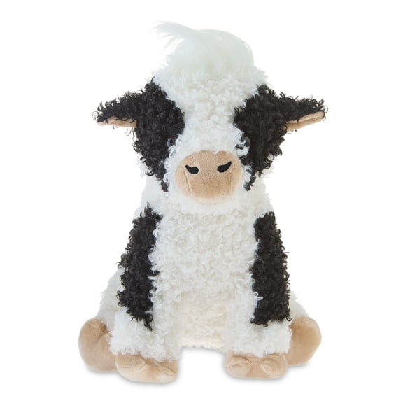 Curly Cow Plush, Black and White, 17.5", Easter by Way To Celebrate