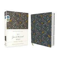 NIV Journal the Word Bible Niv, Journal the Word Bible (Perfect for Note-Taking), Double-Column, Cloth Over Board, Navy Floral, Red Letter, Comfort, (Hardcover)