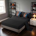 thumbnail image 5 of Manfei Boys Football King Bedding, Six Seven King Bed in a Bag, RedBlue Black Orange, Black Reversible 7-Piece, 5 of 6