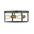 thumbnail image 3 of Z-Lite 723F15-BRZ-HBR Halycon Restoration 3 Light Flush Mount - Bronze & Heritage Brass, 3 of 6