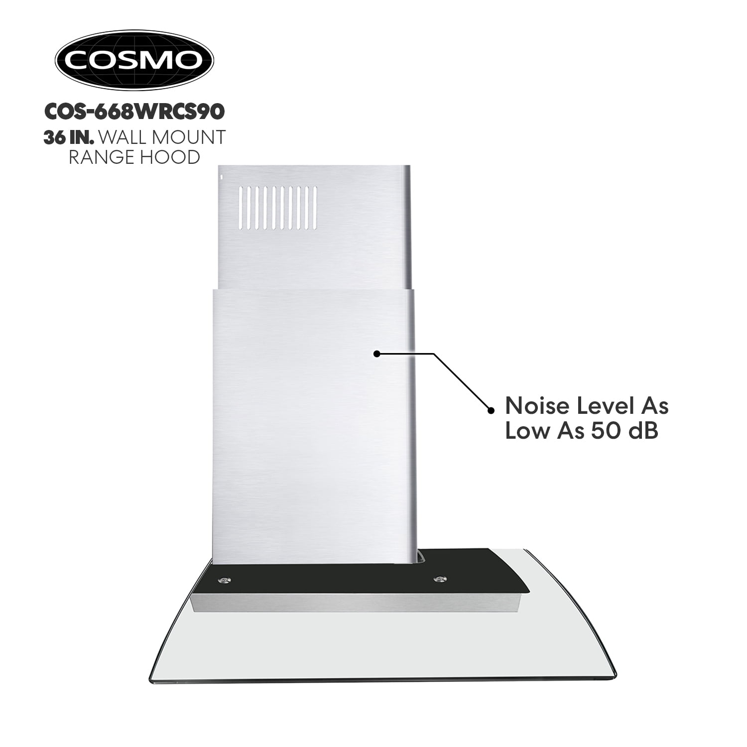 Cosmo 36 in. Ducted Wall Mount Range Hood Kitchen Hood in Stainless Steel with Touch Controls, LED Lighting and Permanent Filters