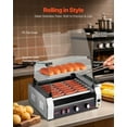 thumbnail image 5 of VEVOR Hot Dog Roller, 18 Hot Dog 7 Rollers, Stainless Steel Sausage Grill Cooker, 1050W Commercial Hot Dog Machine with Dual Temp Control, Cover, Side Storage Box, Removable Shelf & Oil Drip Tray, 5 of 10