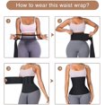 thumbnail image 4 of Veeki Waist Trainer For 3.28 Feet Women Bandage Wrap Sauna Belt Long Torso Tummy Sweat Wraps Belly Body Shaper Waist Trimmer Belt (one Size, Black), 4 of 5