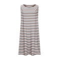 thumbnail image 4 of Camisas de Vestido Casual para las Mujeres sin Mangas Cuello Redondo Raya Impresión Suelta Transpirable Rodilla Alta Vestido de Ropa Exterior, 4 of 6