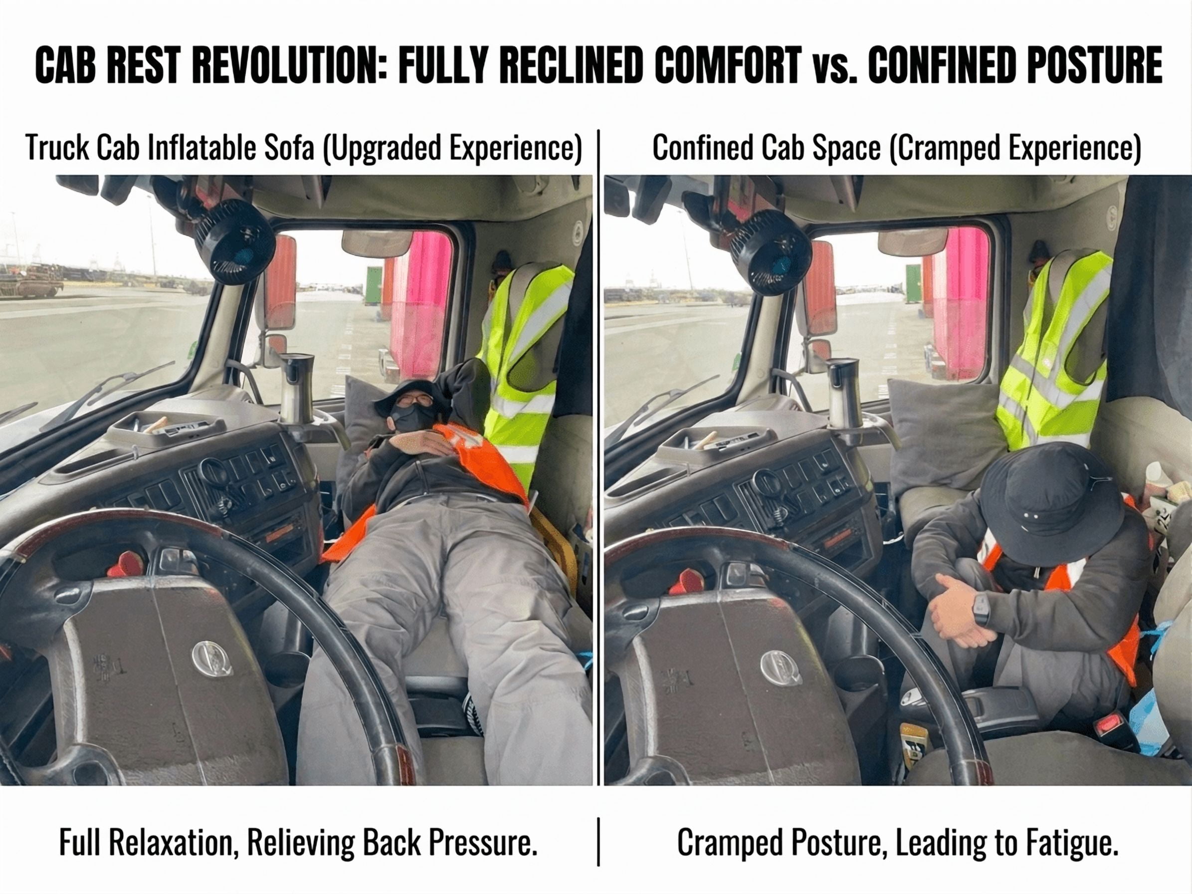 Boring Trucking Day Cab Bed, Inflatable Seat Gap Filler for Semi Trucks, Fits Between Seats, 20x20x15 Inch, 250lb Capacity, Manual Pump Included