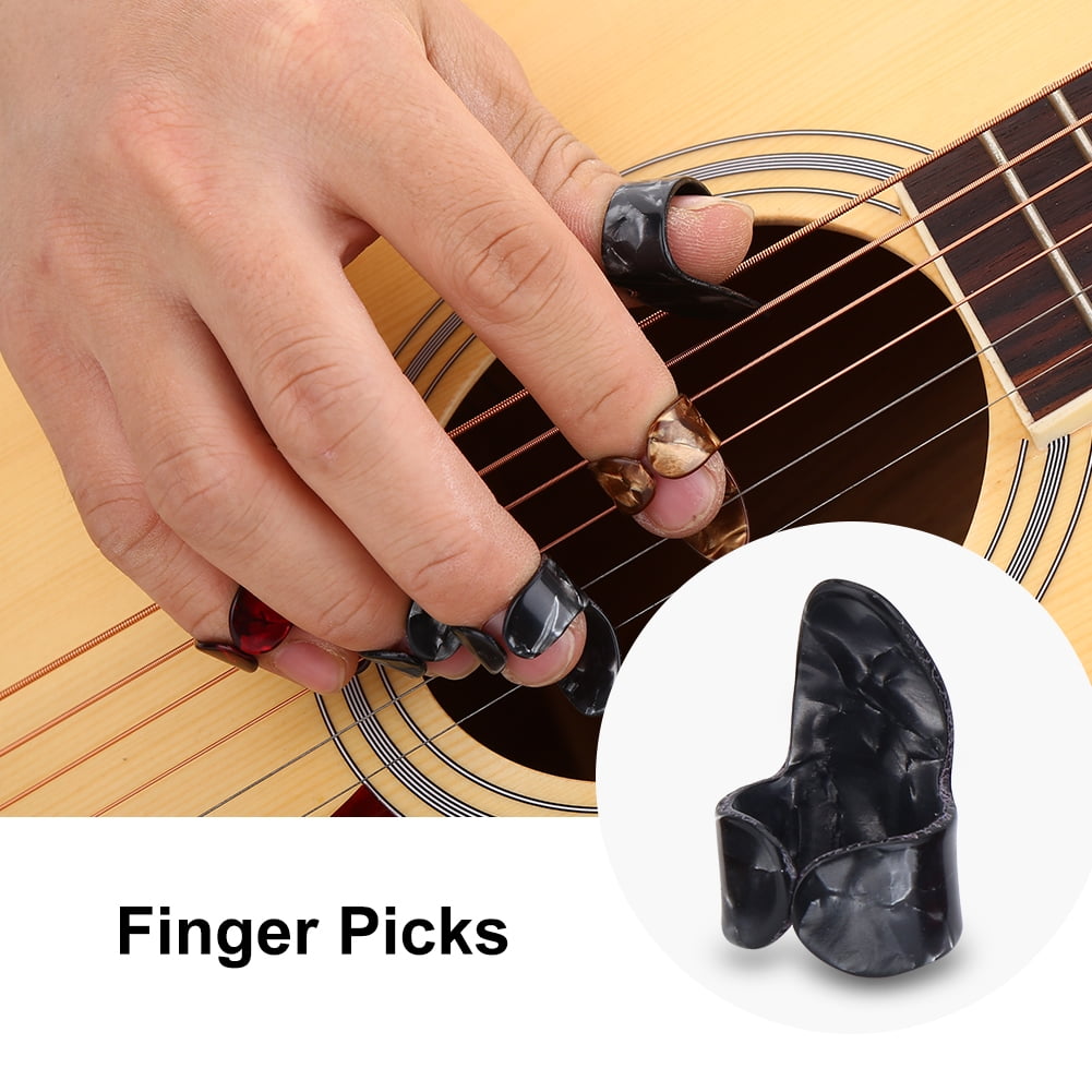 Guitar Picks gazechimp Silicone Guitar Finger Protectors Thumb & Finger Picks Music Page Clip for Acoustic Guitar Starter and Strings Instrument