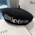 thumbnail image 3 of Gorro De Boina Para Mujer Color Sólido Otoño Invierno Ajustable Para Artista Negro Sunnimix Sombrero de boina de mujer, 3 of 6