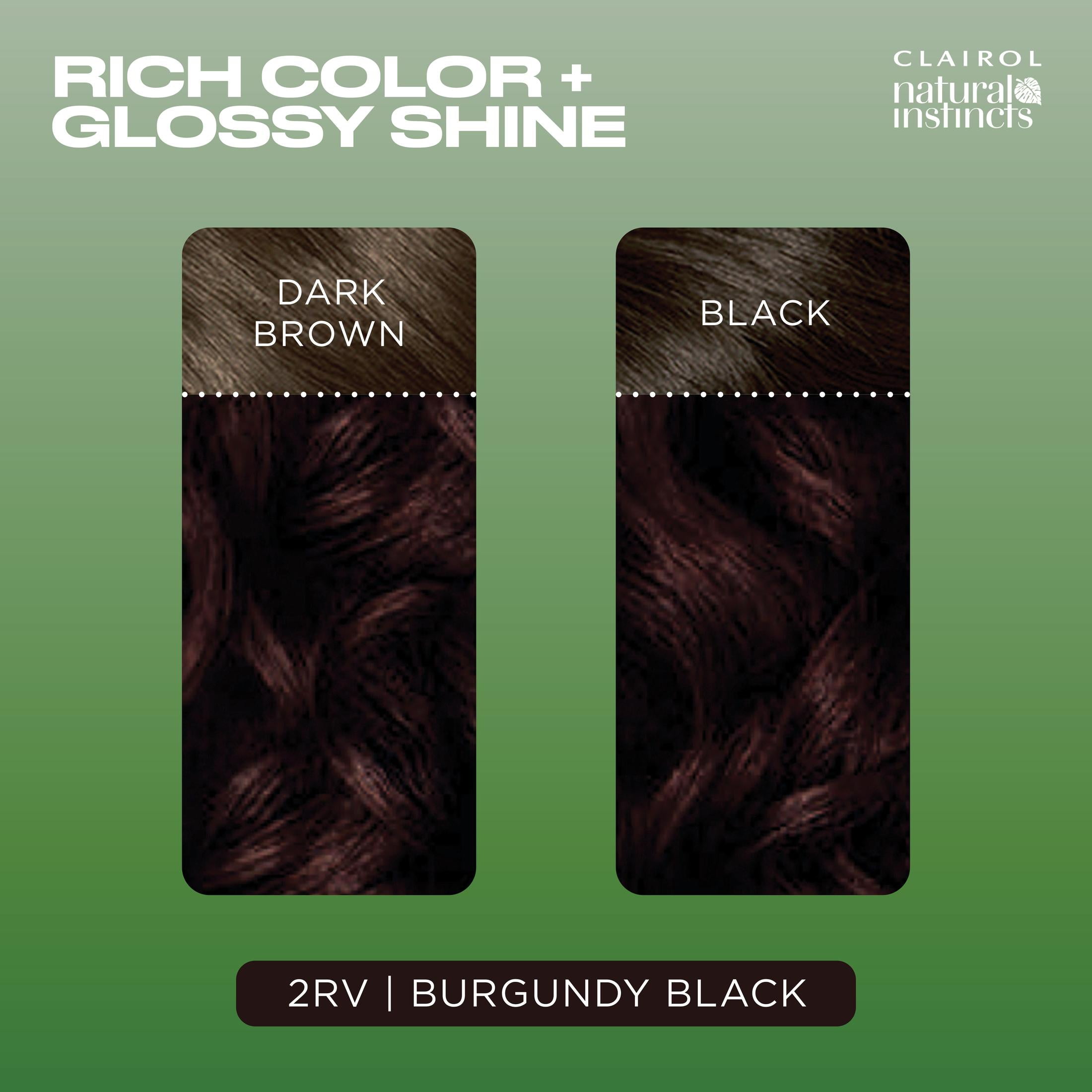 Clairol Natural Instincts Demi- Permanent Hair Color Creme, 2RV Burgundy Black, Hair Dye, 1 Application
