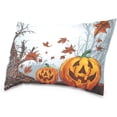 thumbnail image 2 of Halloween Creepy Forest with Pumpkin Velvet Oblong Lumbar Plush Throw Pillow Cover/Shams Cushion Case - 20x30in - Decorative Invisible Zipper Design for Couch Sofa Pillowcase Only, 2 of 7