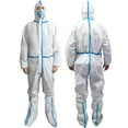 thumbnail image 1 of Dustproof Protective Overall 39x29x5cm Front Zip Closure Elastic Waist Cuff Non Woven Fabric Disposable Protective Clothing, 1 of 8