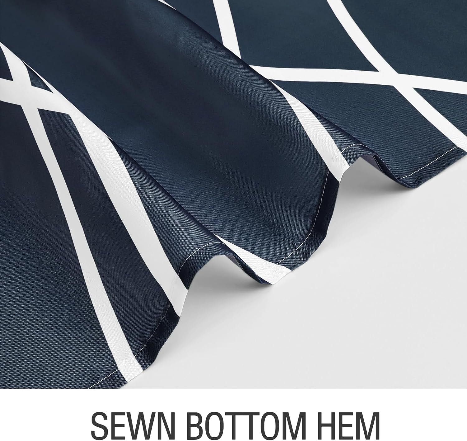 Abstract Striped Shower Curtain, Modern Minimalist Waterproof Fabric Shower Curtain Set with Hooks 72" x 72" - Navy Blue