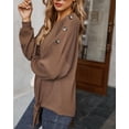 thumbnail image 4 of Contrast Button Shoulder Detail Sweater Brown Large, 4 of 4
