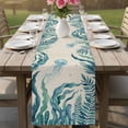 thumbnail image 4 of Turquoise Jellyfish Coastal Table Runner 72 Inches, Summer Ocean Seaweed Rustic Bed Runner Dresser Scarves Tabletop for Indoor Outdoor Parties/Ceremony/Banquet, 14" x 72", 4 of 9
