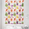 thumbnail image 1 of Alien Tapestry, Monsters Humorous Creatures Beings Colorful Cartoon Repetitive Pattern, Fabric Wall Hanging Decor for Bedroom Living Room Dorm, 5 Sizes, Burnt Orange Multicolor, by Ambesonne, 1 of 1