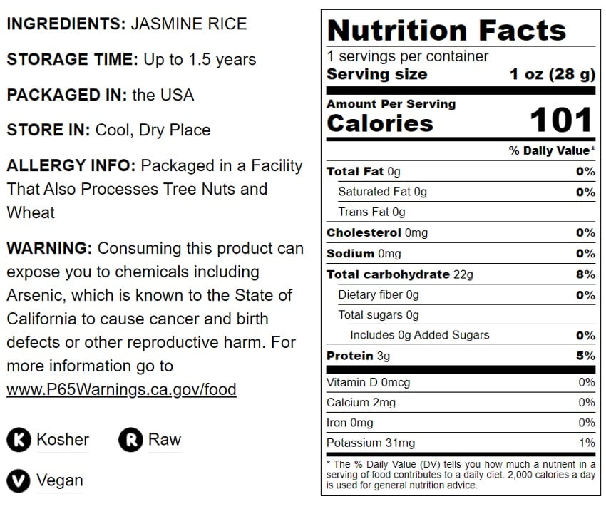 Jasmine White Rice, 6 Pounds — Kosher, Raw, Vegan — by Food to Live