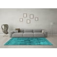 thumbnail image 3 of Ahgly Company Machine Washable Indoor Rectangle Oriental Turquoise Blue Industrial Area Rugs, 4' x 6', 3 of 4