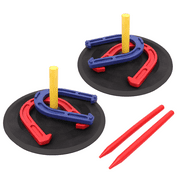 GSE Games & Sports Expert Throwing Rubber Horseshoes Game Set with Post and Plastic Stakes. Great for Kids & Adults Indoor/Outdoor Game, Otdoor Lawn, Backyard Play