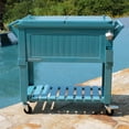 thumbnail image 3 of Permasteel 80-Qt Antique Outdoor Steel Patio Cooler on Wheels, Rolling Cooler Cart, Wooden Teak Style, Teal, 3 of 11