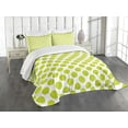 thumbnail image 3 of Ambesonne Lime Green Quilted Bedspread Set 3 Pcs, Girlish Vintage Dots, Queen Size, Lime Green White, 3 of 5
