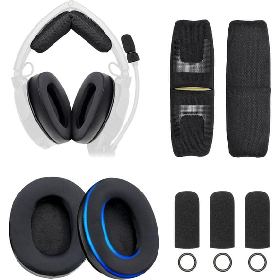 Cooling Gel Replacement Ear Pads Upgrade Headband Cushion Pad Compatible with A20 Aviation Headset, Slow Rebound Memory Foam, 3 Mic Covers