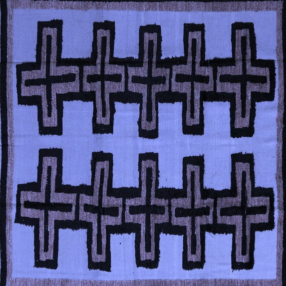 Ahgly Company Indoor Square Abstract Blue Modern Area Rugs, 4' Square